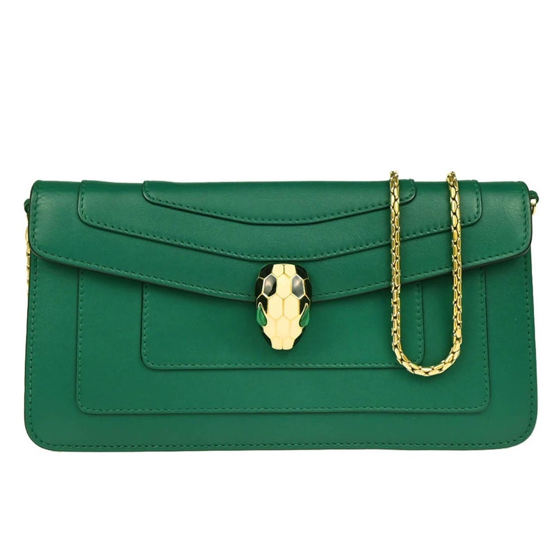 Bvlgari Green Calfskin Serpenti Forever Leather Shoulder Bag (1 of 10)