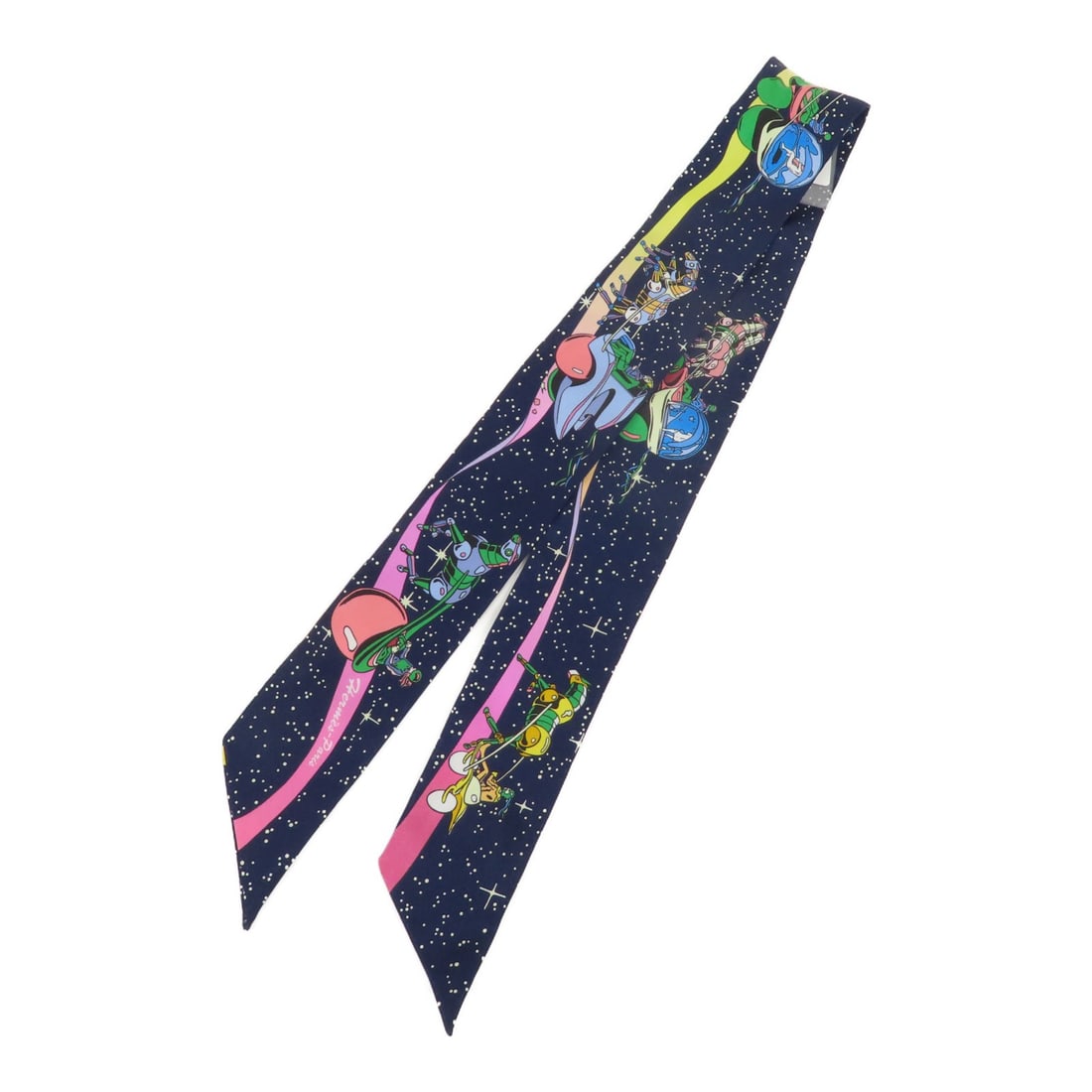 HERMES Multicolor Silk Twilly Scarf Made in France (1 of 9)