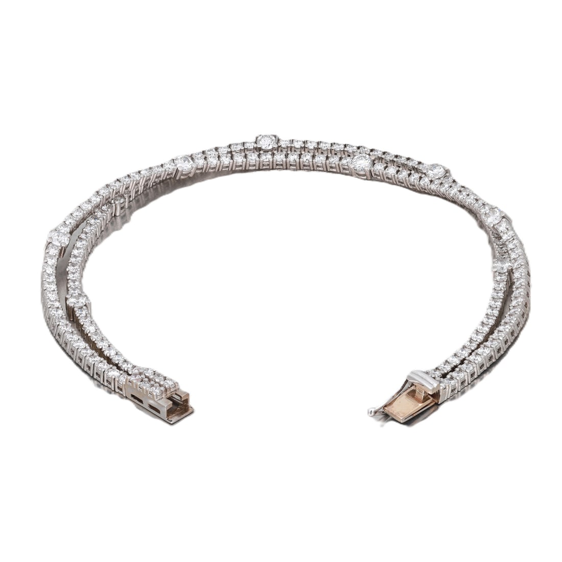Rachel Koen Double Row Lab Grown Diamond Tennis Bracelet 14K White Gold 4.75ctw: Rachel Koen Double Row Lab Grown Diamond Tennis Bracelet 14K White Gold 4.75ctw This stunning Double Row Prong Set Lab Grown Diamond Tennis Bracelet features a luxurious design crafted from 14K white