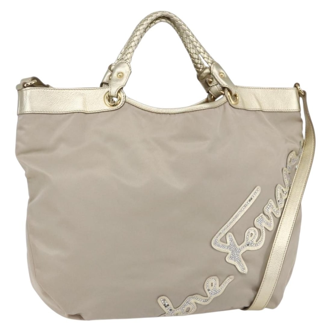 Vintage Salvatore Ferragamo Top Handle Tote Bag Gold Tone Hardware (1 of 1)