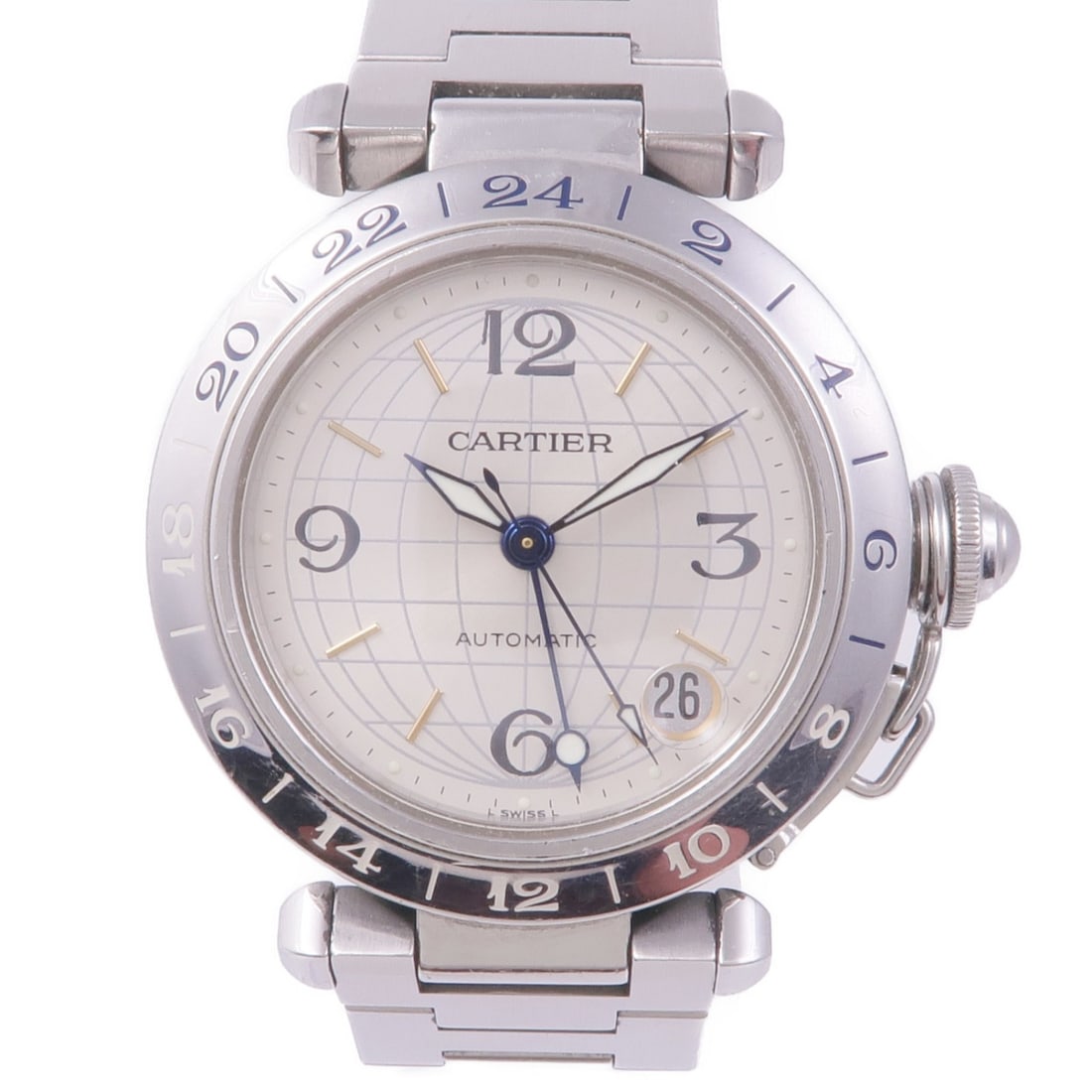 CARTIER Pasha C GMT 2377 Automatic Stainless Steel Wrist Watch (1 of 16)