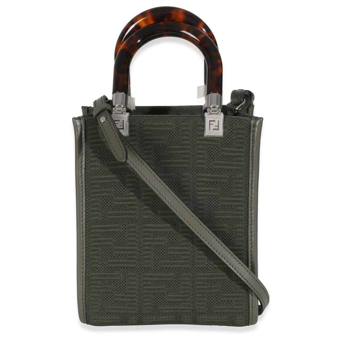 Fendi Mini Fendi Sunshine Shopper Green Fabric Shoulder Bag (1 of 8)