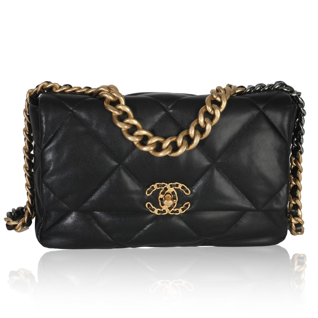 Chanel 20A Black Quilted Lambskin Large 19 Flap Bag with Gold-Tone Hardware (1 of 9)