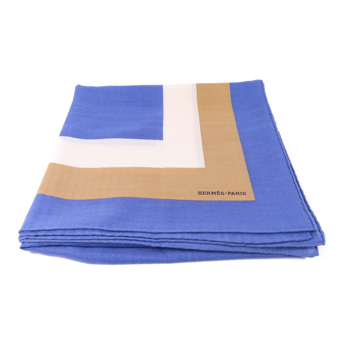 HERMES Cashmere Silk Scarf 140cm Blue Brown France (1 of 14)