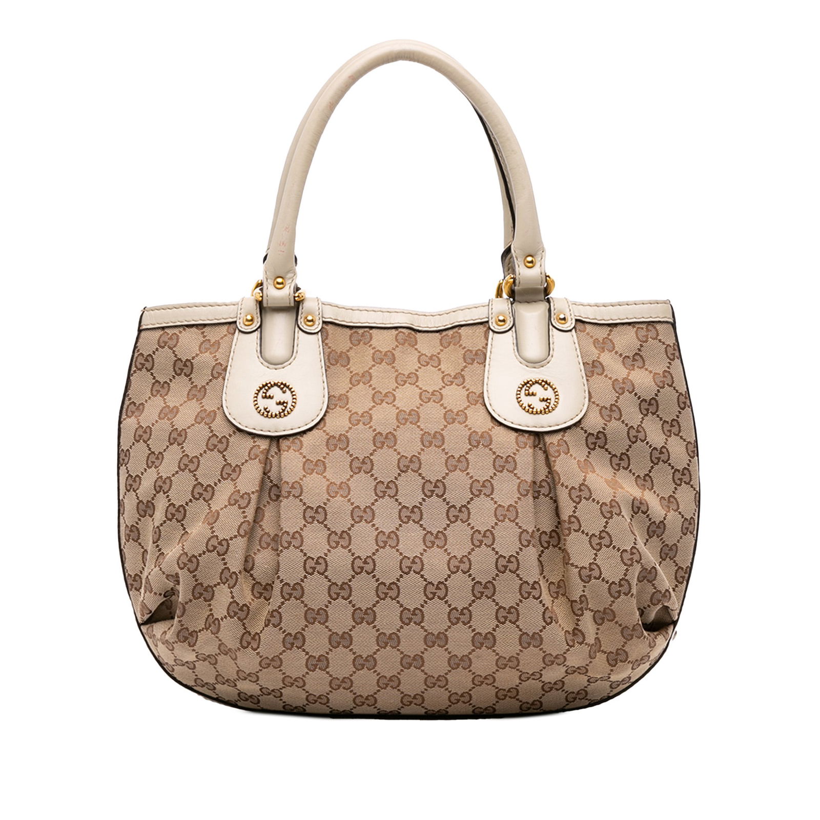 Gucci GG Canvas Scarlett Tote Brown with Leather Trim (1 of 11)