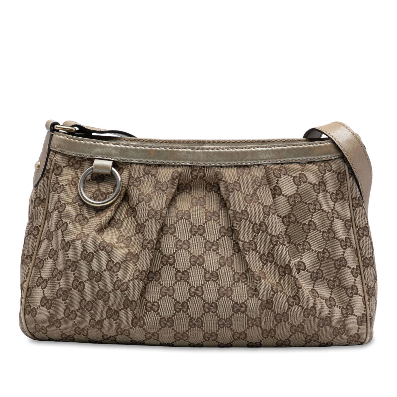 Gucci GG Canvas Sukey Crossbody Bag Brown Leather Trim Italy (1 of 7)