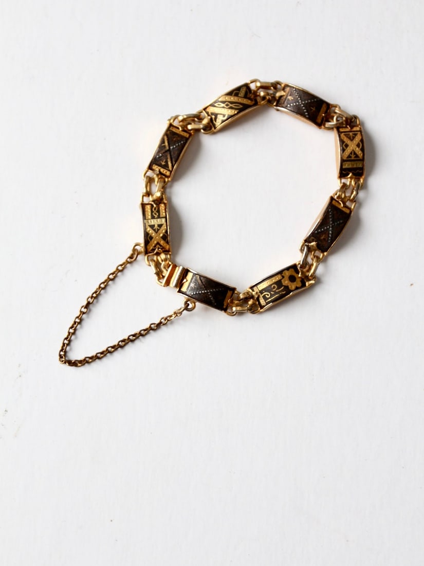 Chic Vintage Damascene Bracelet with Arabesque Design (1 of 7)
