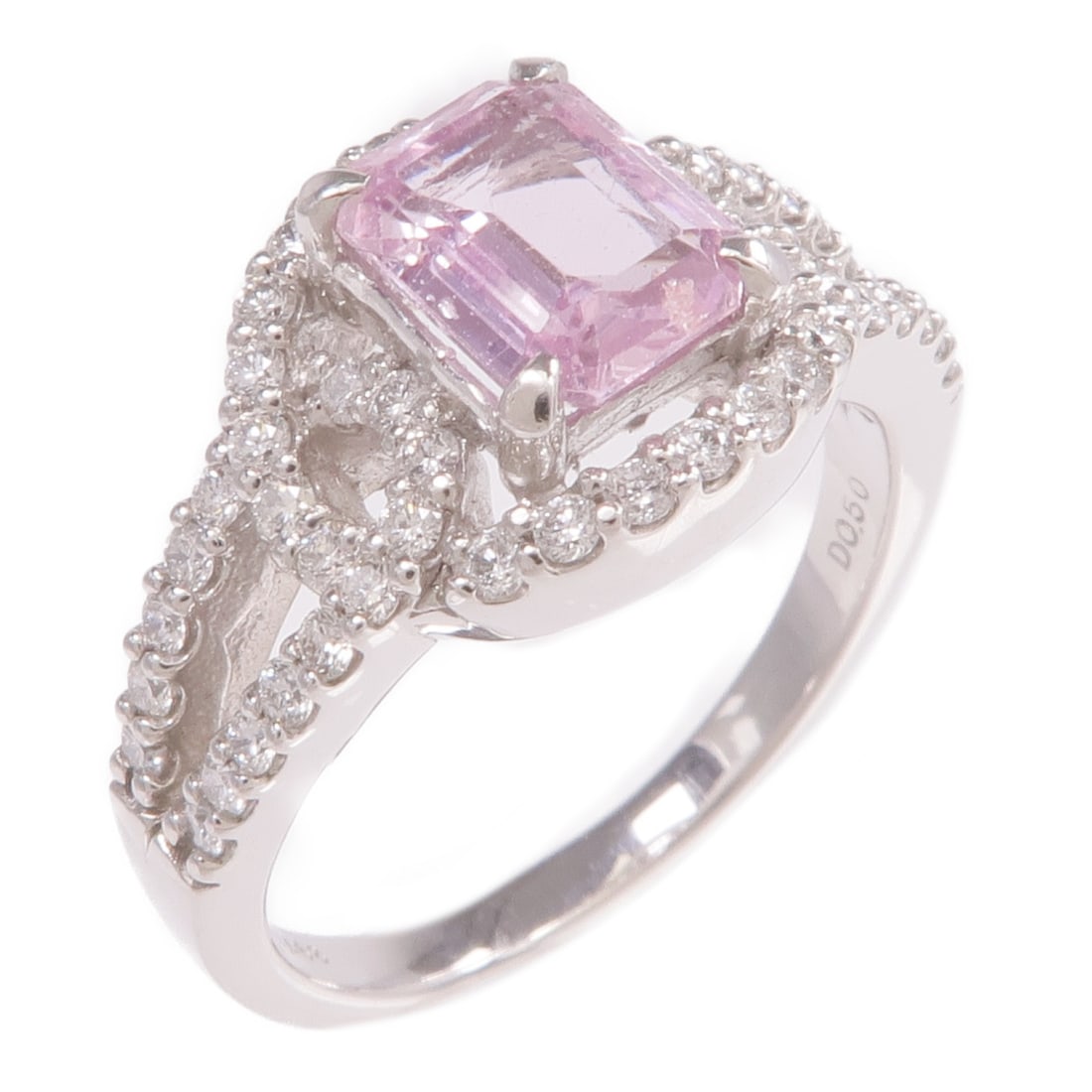 PT900 Platinum Ring with Pink Sapphire and Diamonds Size 6.25 (1 of 9)