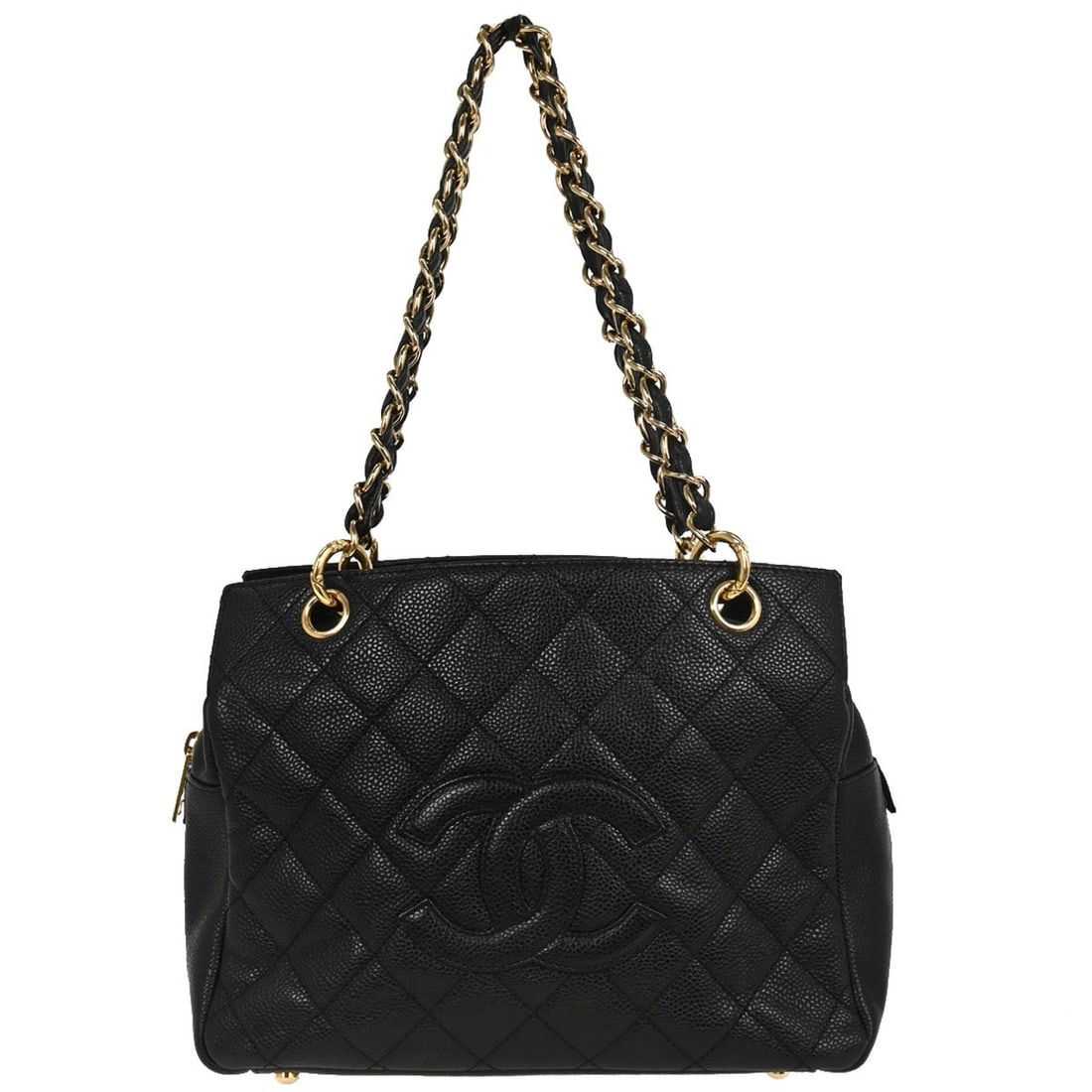 Chanel Petite Timeless Tote Black Caviar Leather Chain Strap Handbag (1 of 9)