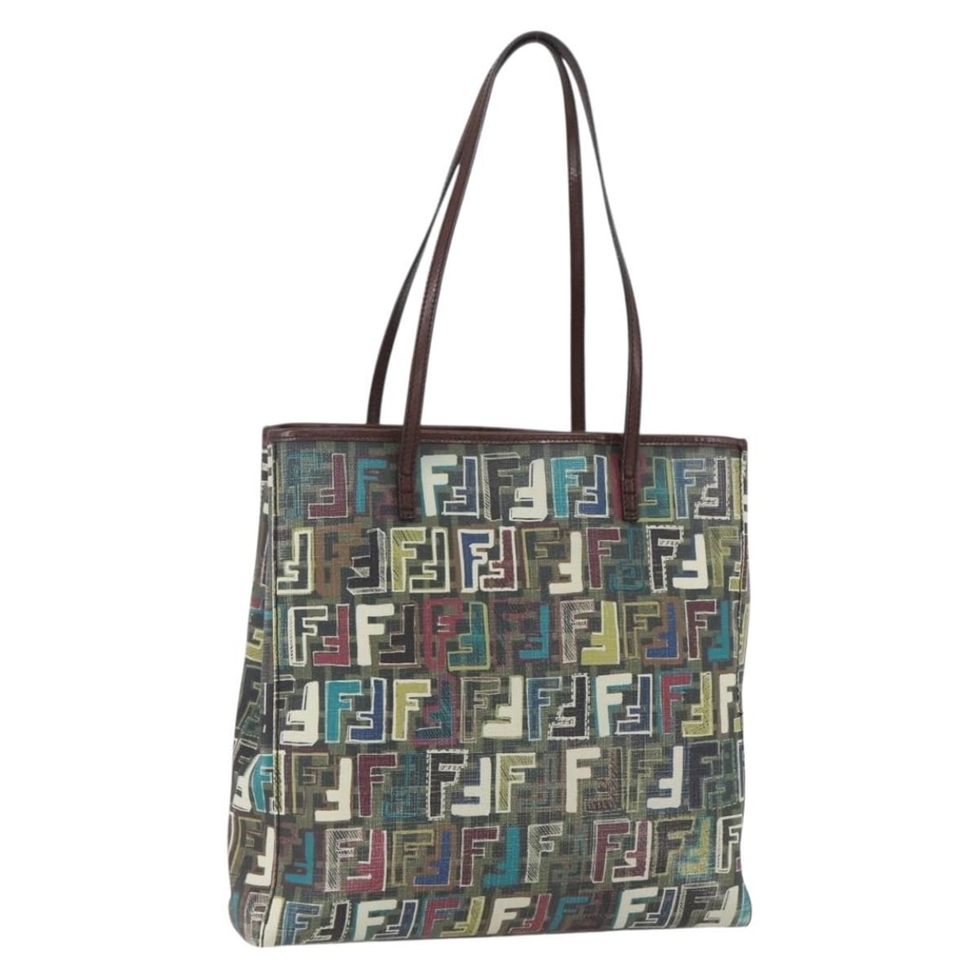 FENDI Zucca Canvas Tote Bag Khaki Gold PVC Auth 157796V (1 of 18)