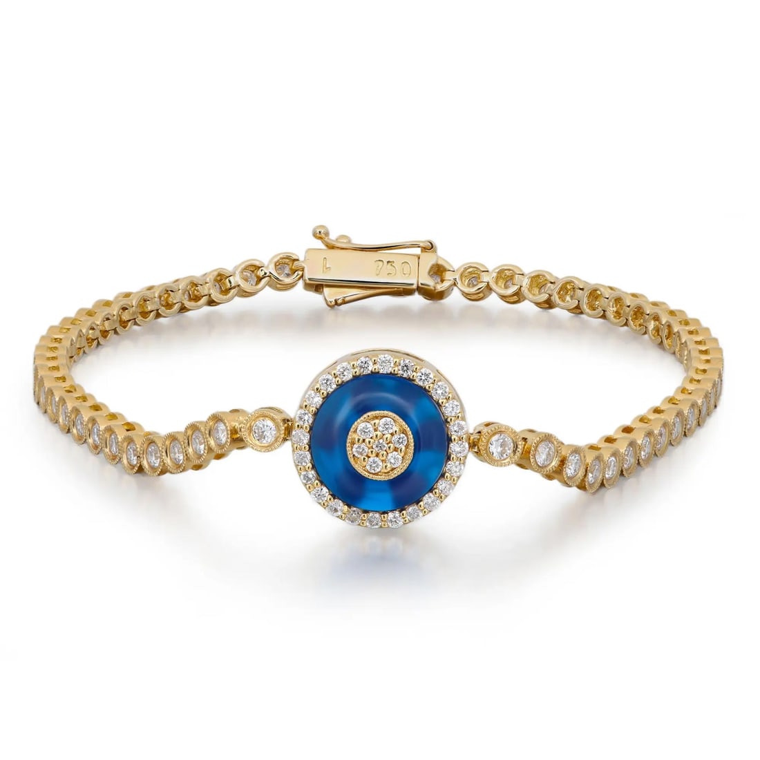 Rachel Koen 18K Yellow Gold Evil Eye Diamond Bolo Bracelet 2.00Cttw (1 of 5)