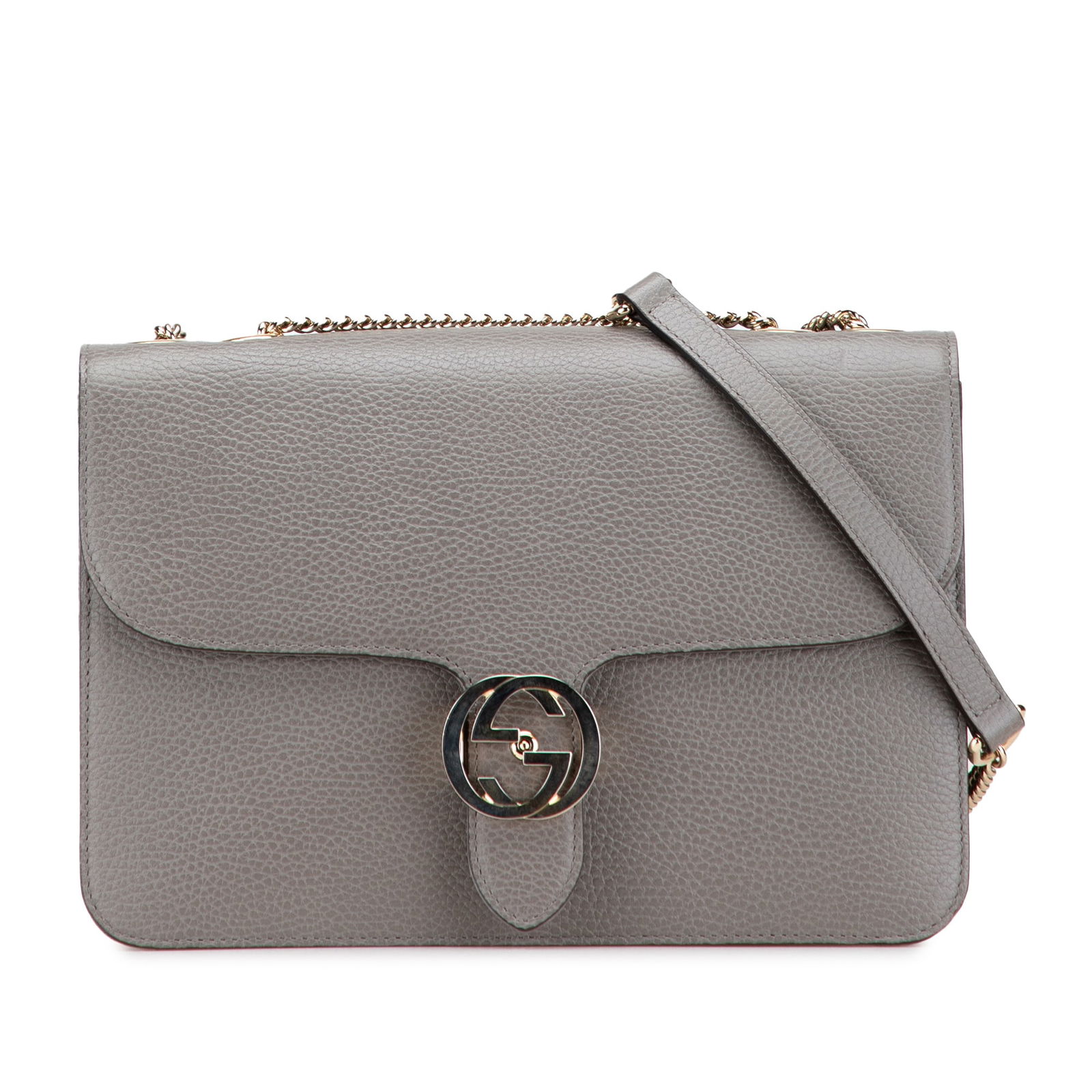 Gucci Medium Dollar Calfskin Interlocking G Crossbody Bag Gray (1 of 10)