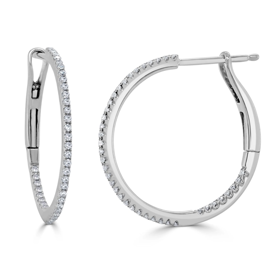 Sabrina Designs 14K White Gold Diamond Hoop Earrings 0.25 CTW: Sabrina Designs 14K White Gold Diamond Hoop Earrings 0.25 CTW Elevate your jewelry collection with these exquisite Diamond Hoop Earrings crafted in 14K White Gold. Featuring a total carat weight of 0.