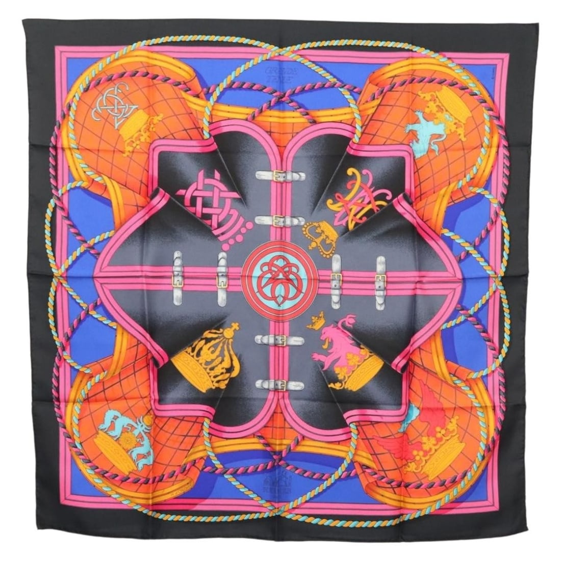 HERMES Grande Tenue Carre 90 Silk Scarf Black Made in France (1 of 16)