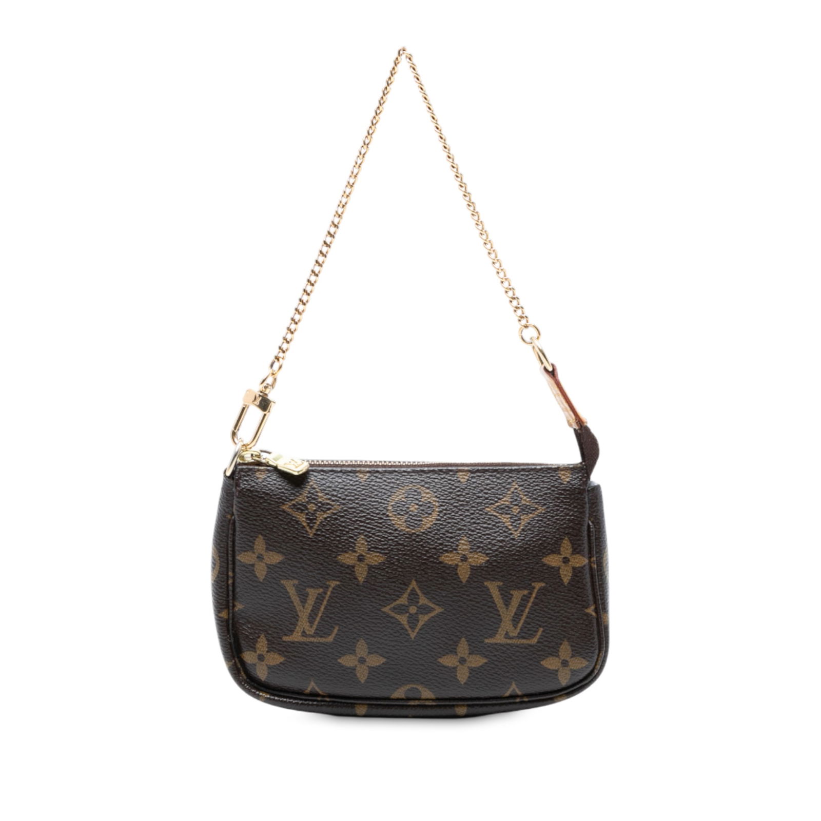 Louis Vuitton Monogram Mini Pochette Accessoires Brown Fabric Bag: Louis Vuitton Monogram Mini Pochette Accessoires Brown Fabric Bag The Louis Vuitton Monogram Mini Pochette Accessoires is a stylish and compact bag designed in signature monogram canvas. It features a