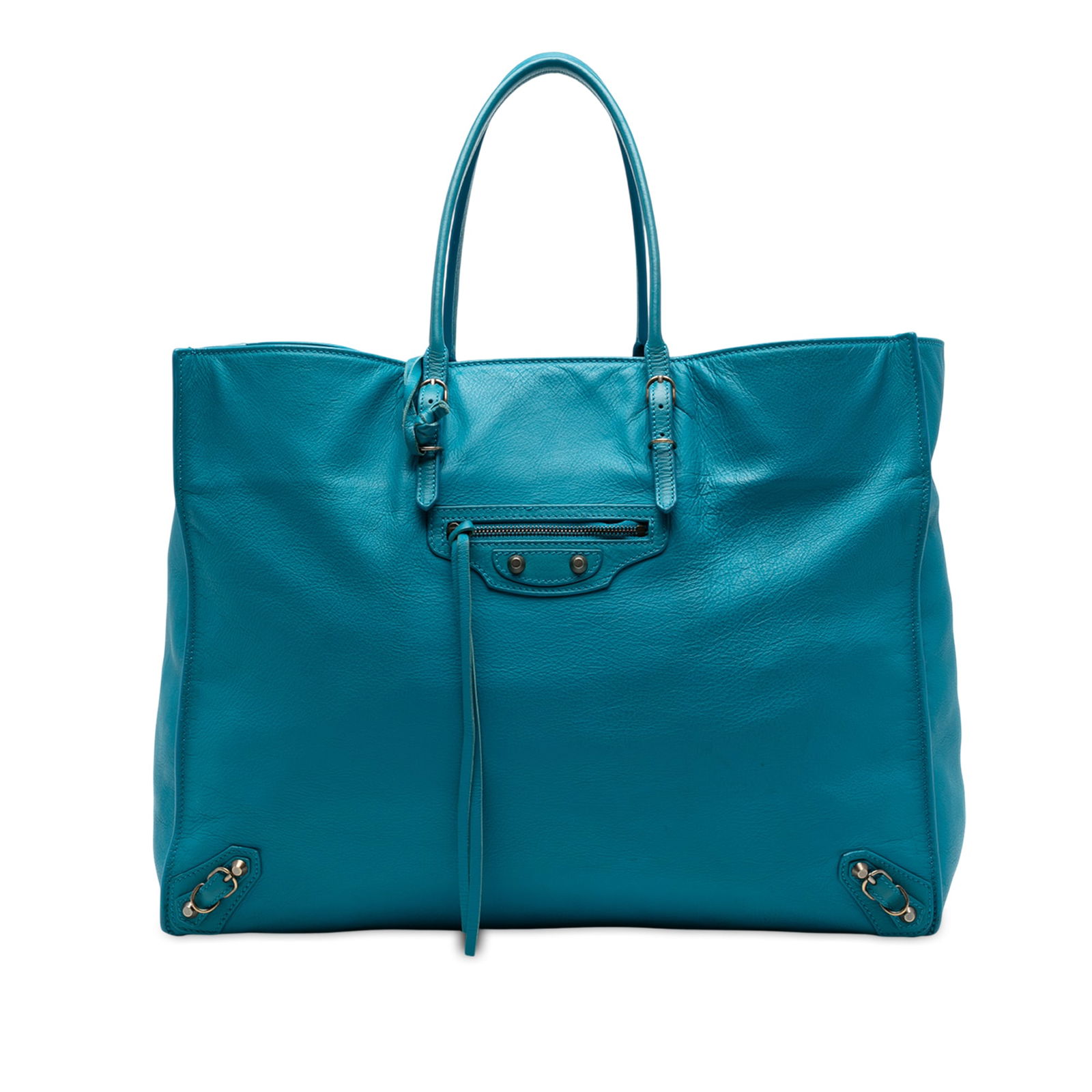 Balenciaga Leather Papier A4 Tote Blue with Repainted Details: Balenciaga Leather Papier A4 Tote Blue with Repainted Details Introducing the Balenciaga Leather Papier A4 Tote, a stylish and practical bag crafted from high-quality leather. This spacious tote featu
