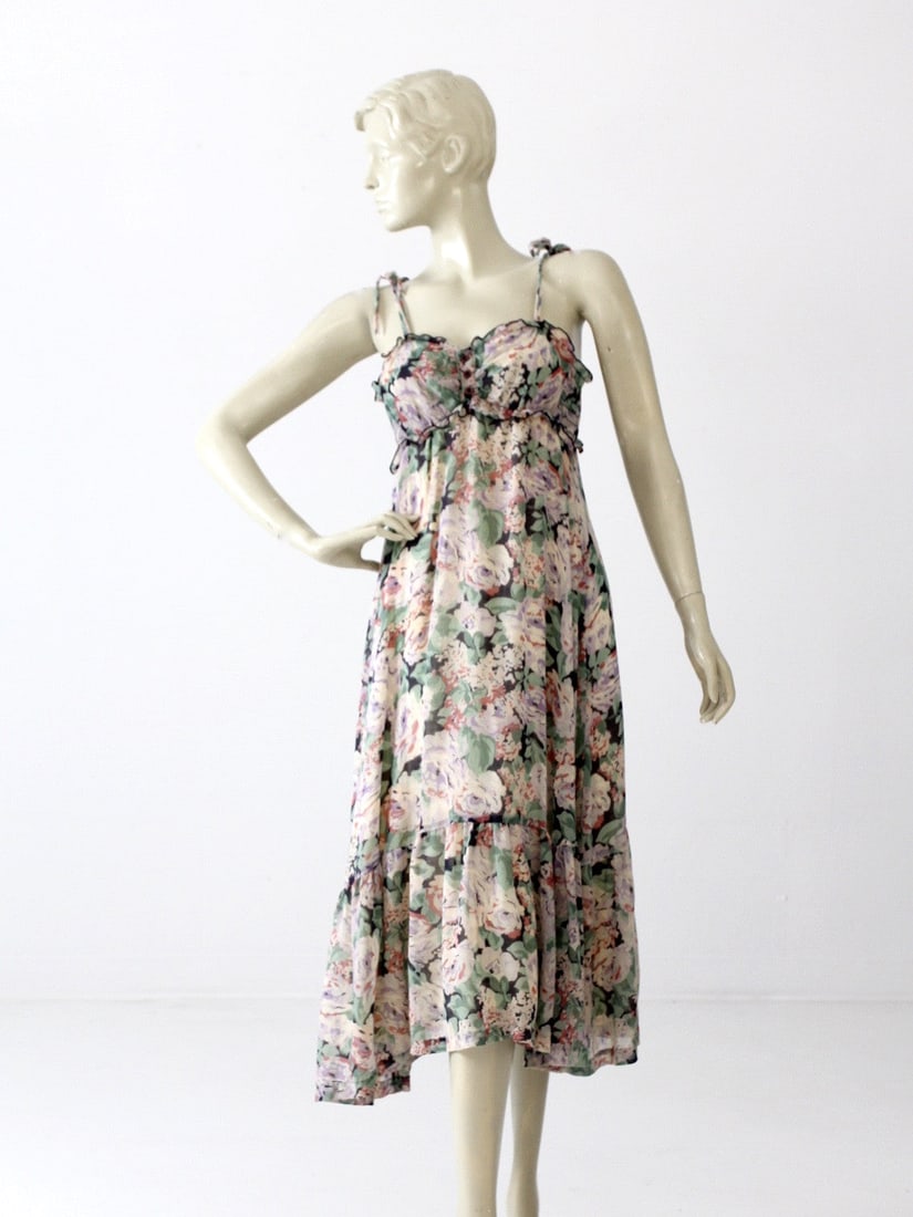1970s Vintage Floral Maxi Sundress with Ruffled Hem (1 of 6)