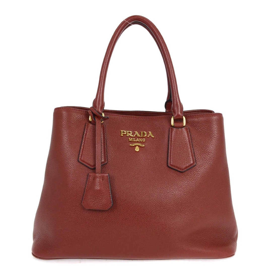 Prada Bordeaux Leather Tote Bag 1BA239 203 Red Double Handles (1 of 8)