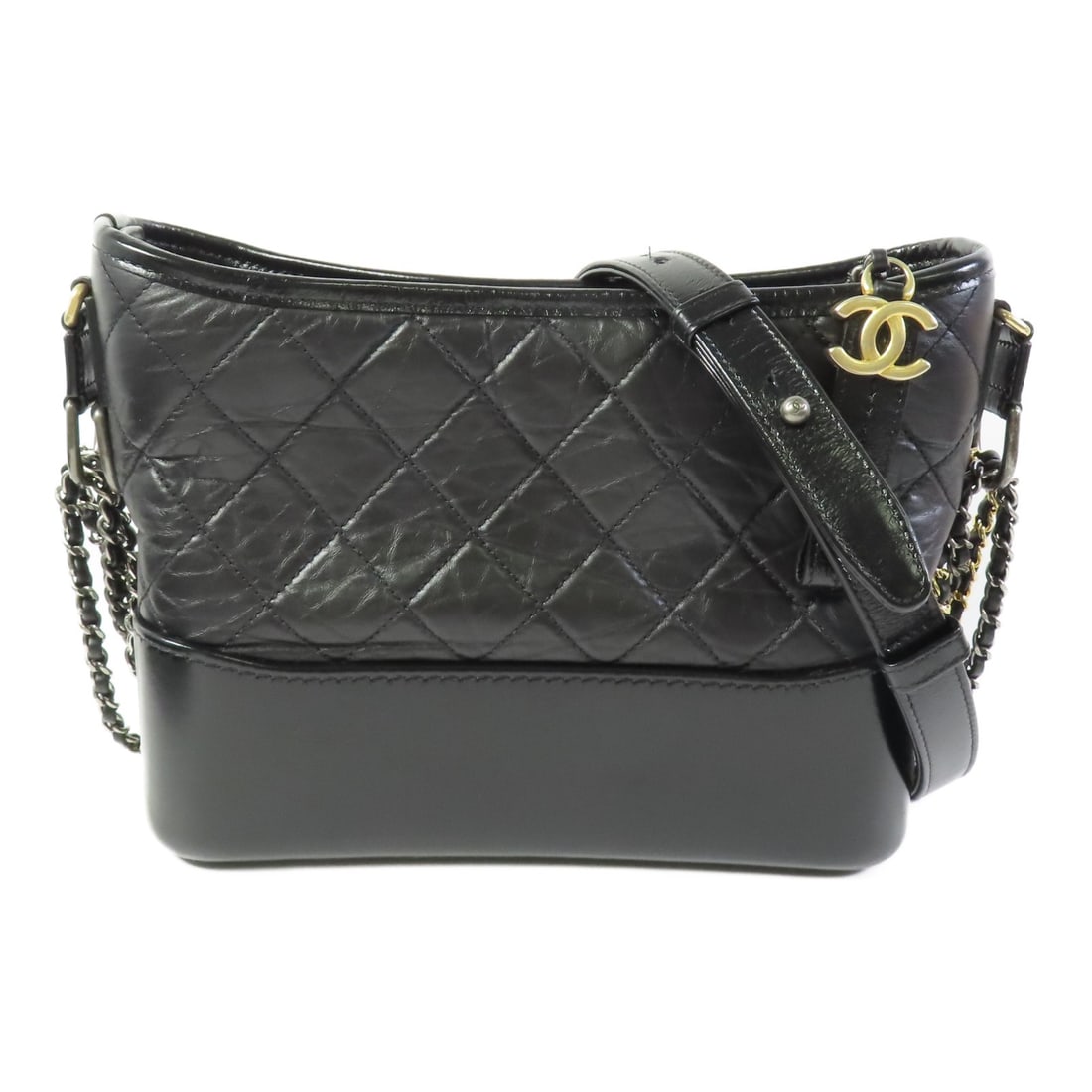 CHANEL Gabrielle Medium Shoulder Bag Black Calfskin Leather (1 of 16)