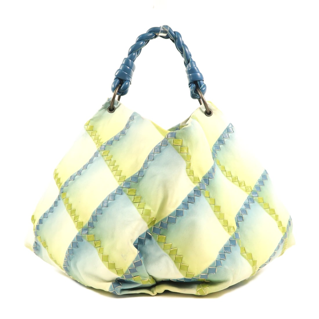 Bottega Veneta Leather Shoulder Bag Blue Green Italy (1 of 18)