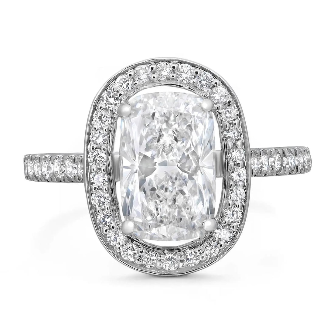 Rachel Koen 2.04Ctw Cushion Lab Grown Diamond Engagement Ring 14K White Gold: Rachel Koen 2.04Ctw Cushion Lab Grown Diamond Engagement Ring 14K White Gold Celebrate your love with this exquisite engagement ring designed by Rachel Koen. This stunning piece features a central IGI