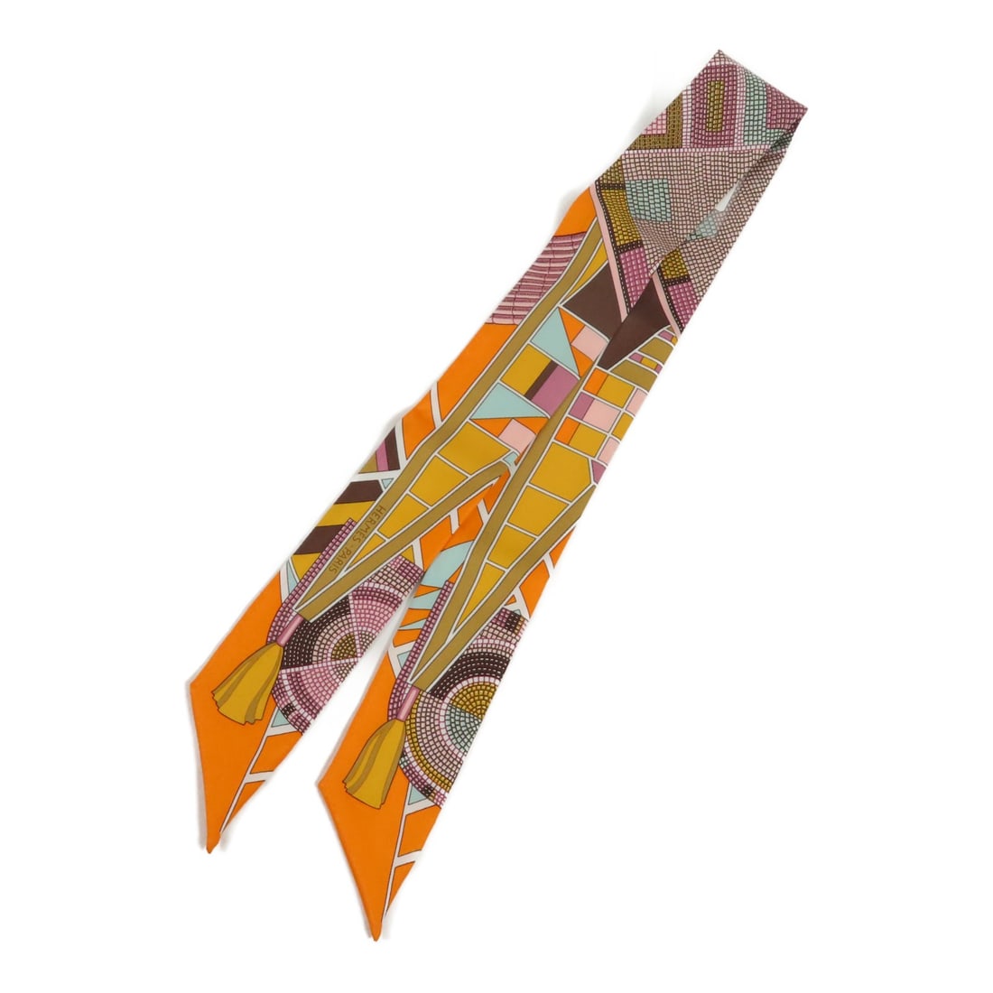 HERMES Multicolor Silk Twilly Scarf Made in France (1 of 7)