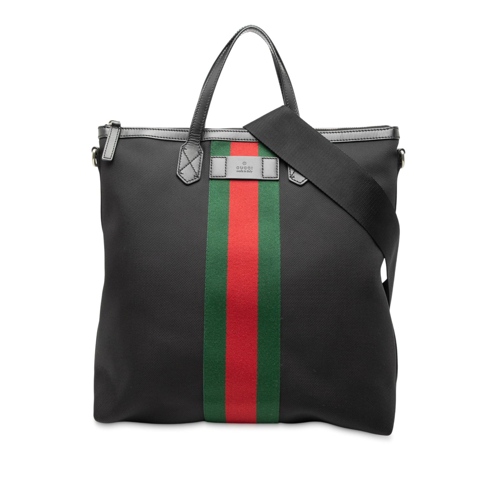 Gucci Canvas Techno Web Black Zip Tote with Leather Trim (1 of 7)