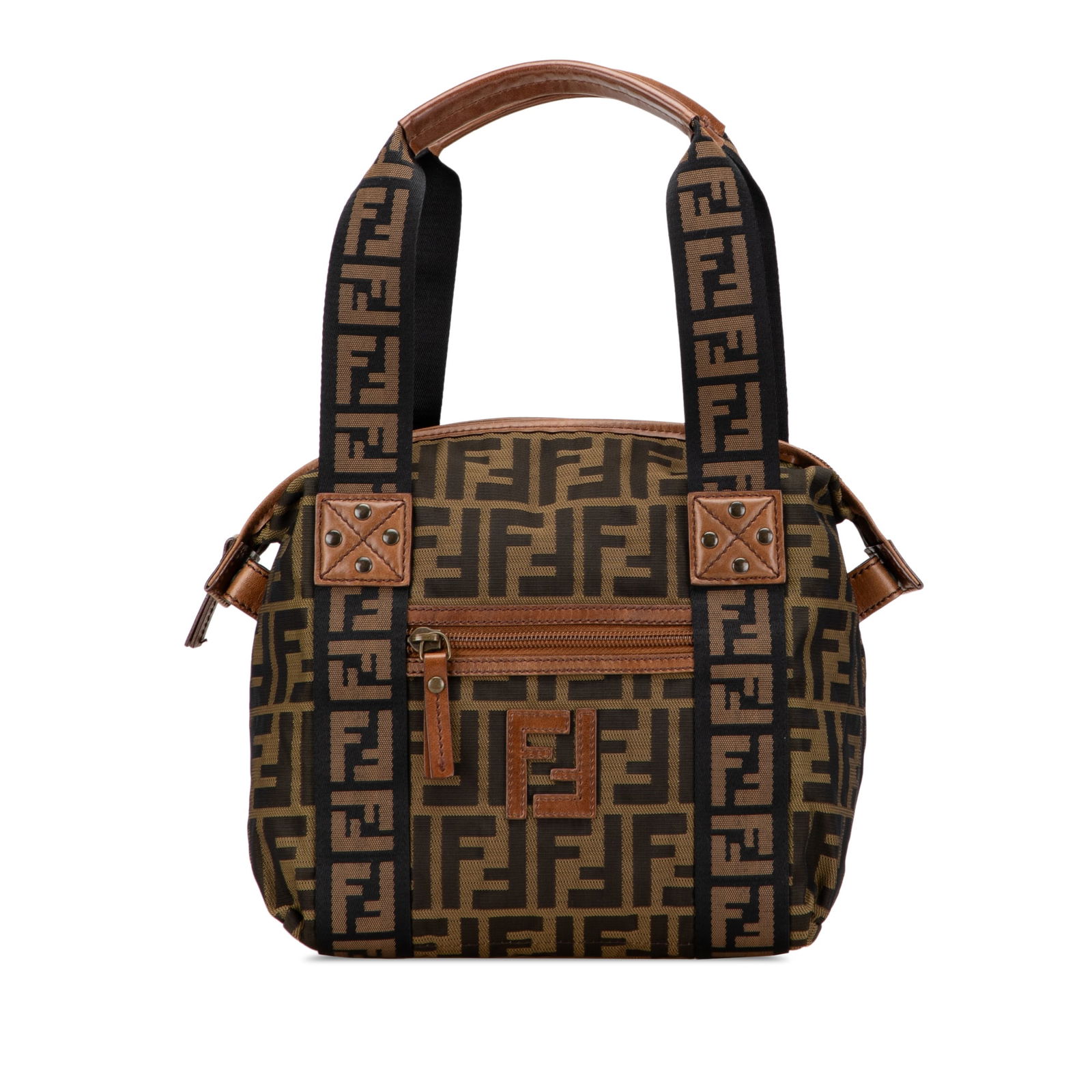 Fendi Zucca Canvas FF Brown Handbag with Zip Pockets (1 of 10)