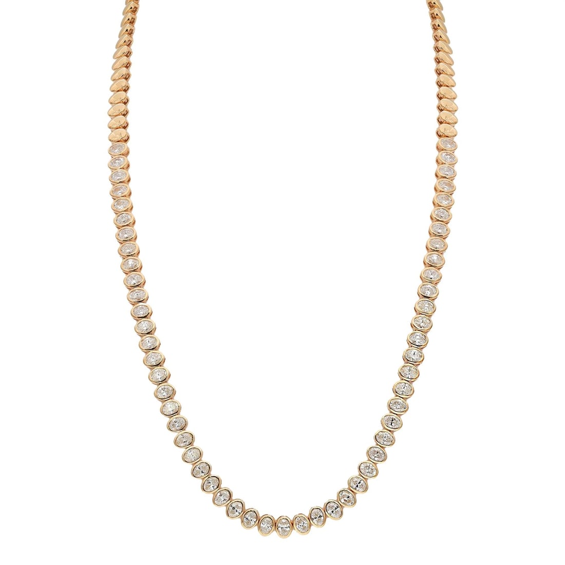 Rachel Koen 18K Yellow Gold Bezel Set Diamond Necklace 8.25ctw 17.2in (1 of 6)