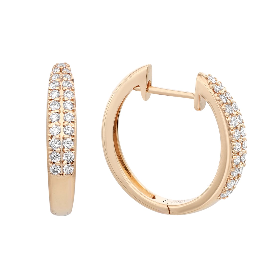 Rachel Koen 18K Yellow Gold Huggie Earrings with 0.41Cts Round Cut Diamonds: Rachel Koen 18K Yellow Gold Huggie Earrings with 0.41Cts Round Cut Diamonds Elevate your everyday elegance with these stunning huggie earrings from Rachel Koen, expertly crafted in 18K yellow gold. Ea