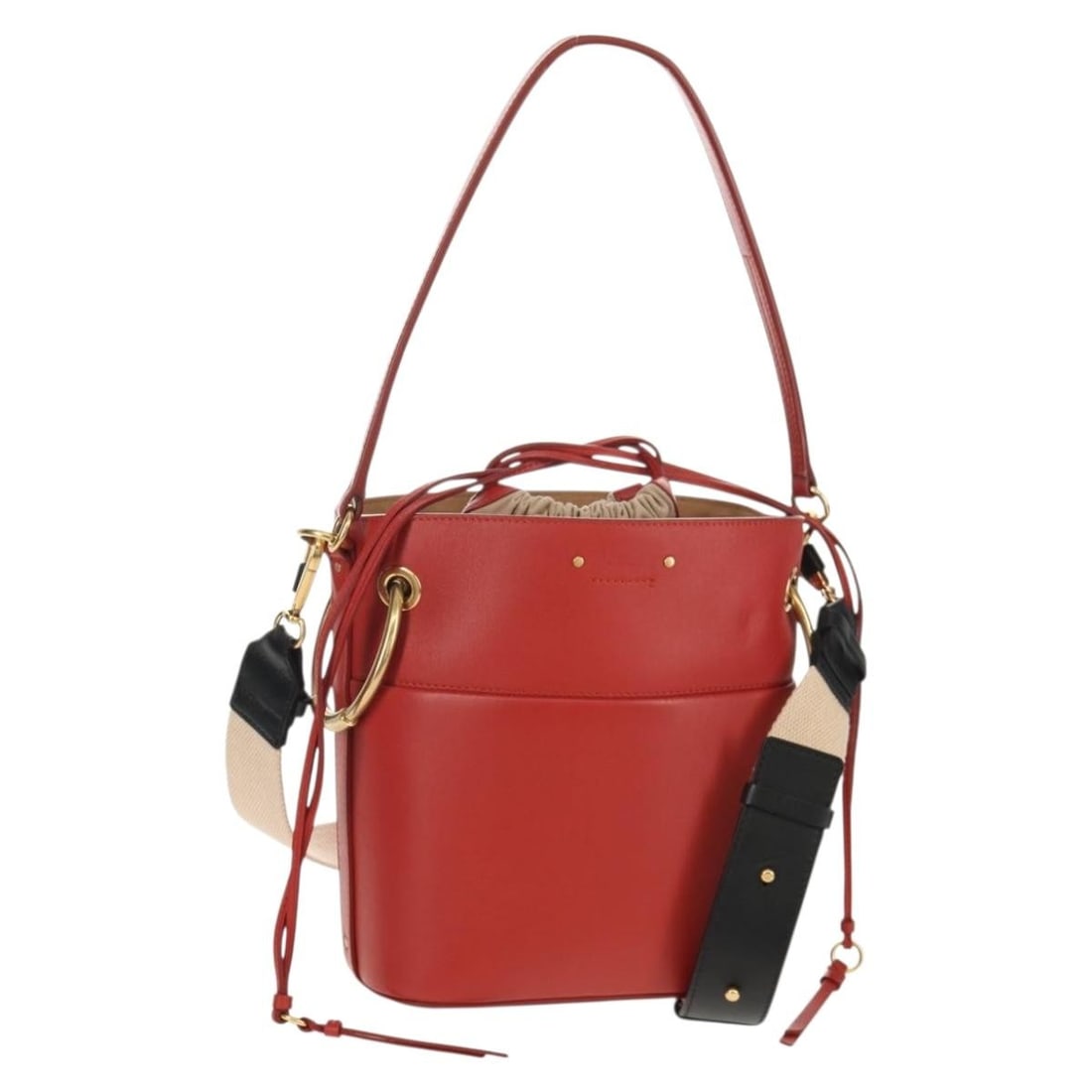 Chloe Mini Basket Roy Red Leather Shoulder Bag Gold Accents Auth BA8174M (1 of 18)