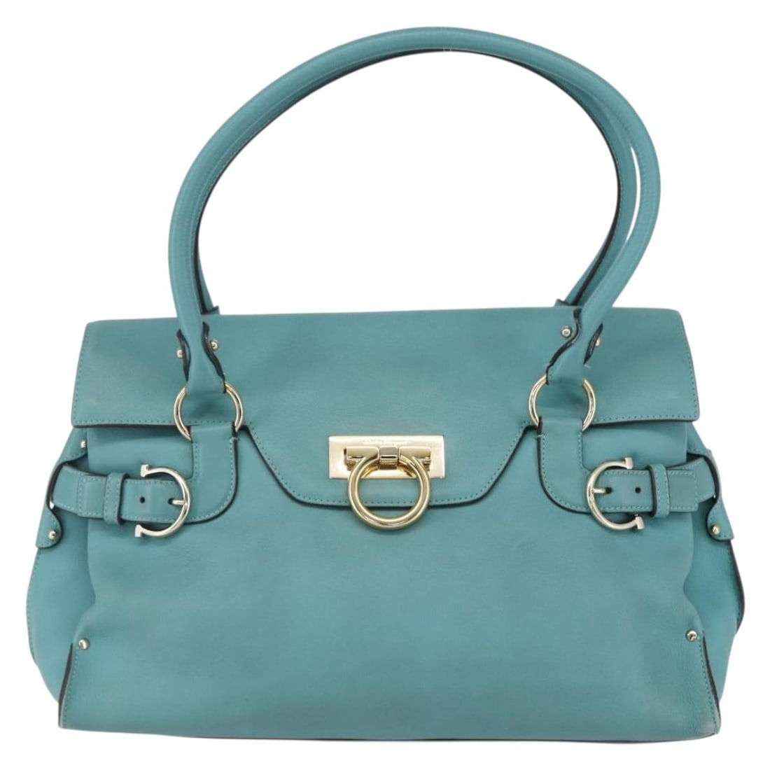 Virna Satchel Tote Bag in Turquoise by Salvatore Ferragamo (1 of 2)