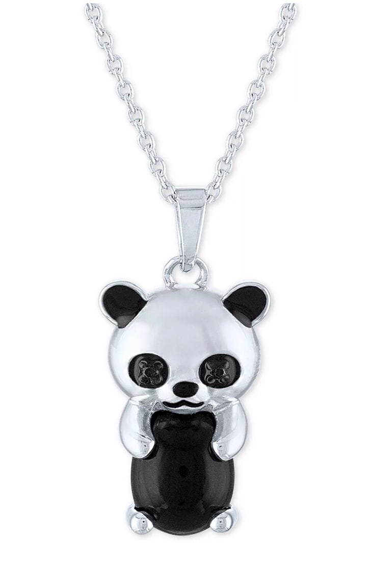Black Diamond Onyx Panda Pendant Necklace 18 in Sterling Silver (1 of 4)