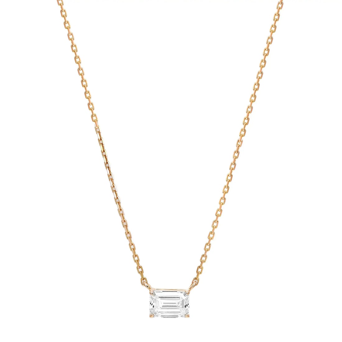 Rachel Koen Emerald Cut Lab Grown Diamond Pendant Necklace 14K Yellow Gold 1.06CT 18 Inch (1 of 6)