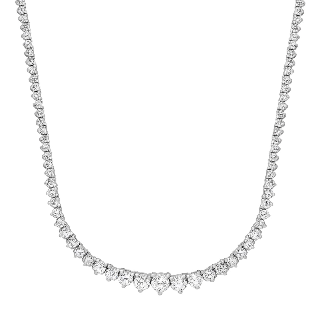 Rachel Koen 18K White Gold Diamond Tennis Necklace 6.00Cttw Graduated Round Cut (1 of 7)