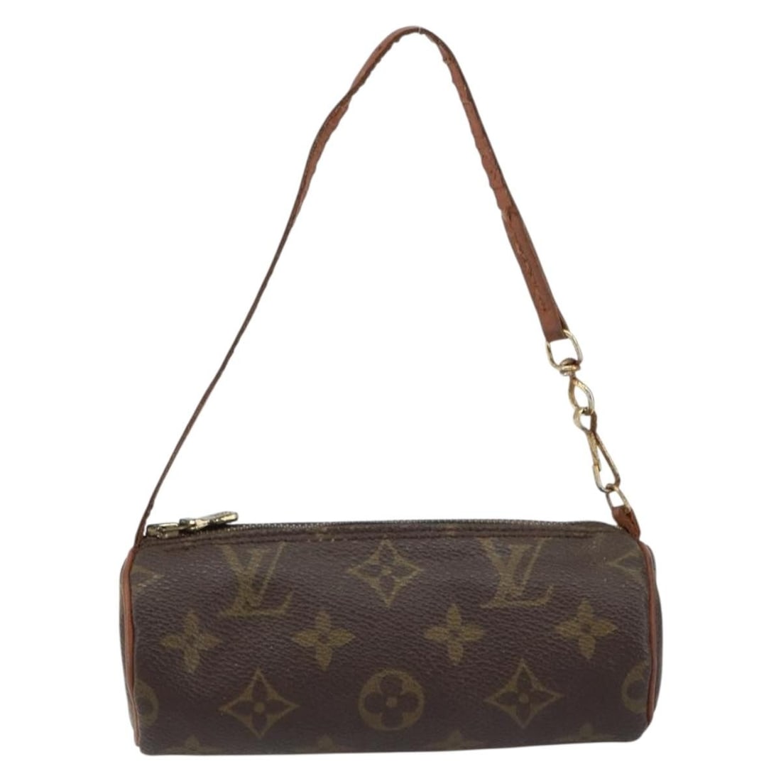 Papillon Pochette Brown Clutch by Louis Vuitton: Papillon Pochette Brown Clutch by Louis Vuitton This Louis Vuitton Papillon Pochette in brown is designed for women and features a compact clutch and pouch style. The exterior shows signs of wear, inc
