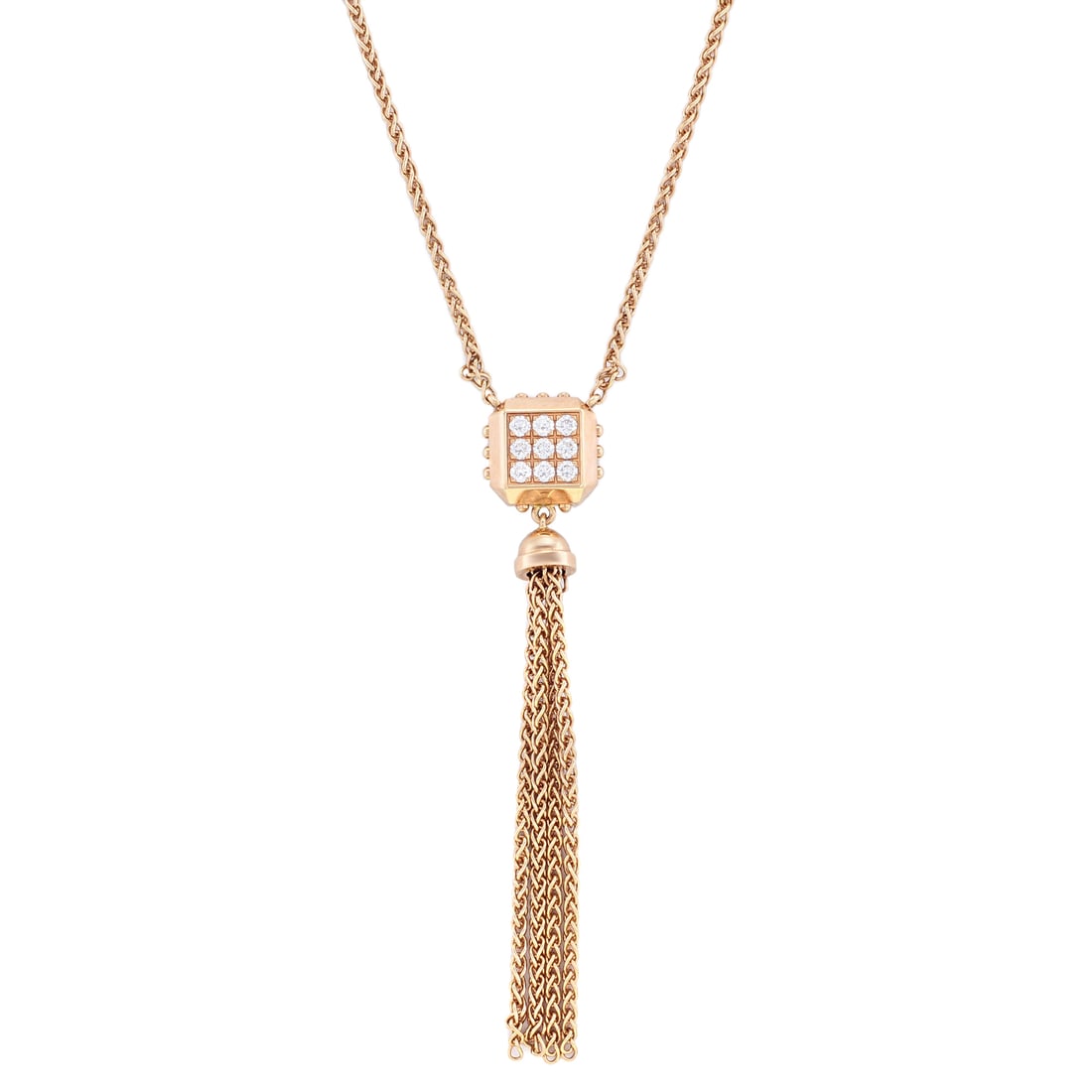 Louis Vuitton Emprise Necklace 18K Rose Gold Pave Diamond 0.05ct Pendant: Louis Vuitton Emprise Necklace 18K Rose Gold Pave Diamond 0.05ct Pendant This exquisite Louis Vuitton Pave Diamond Necklace Pendant is crafted from luxurious 18K rose gold and features a stunning arra
