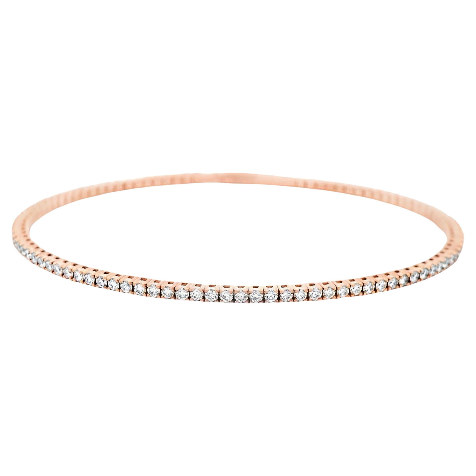 1.47ct Diamond Tennis Bangle Bracelet 14k Rose Gold GIA Certified (1 of 4)