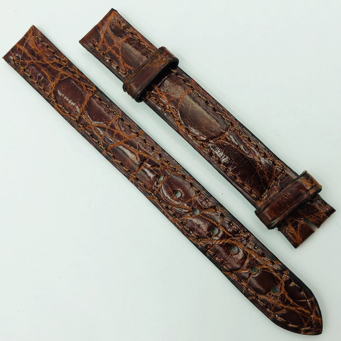 Cartier Authentic Shiny Brown Leather Wristwatch Band 12-12mm (1 of 2)