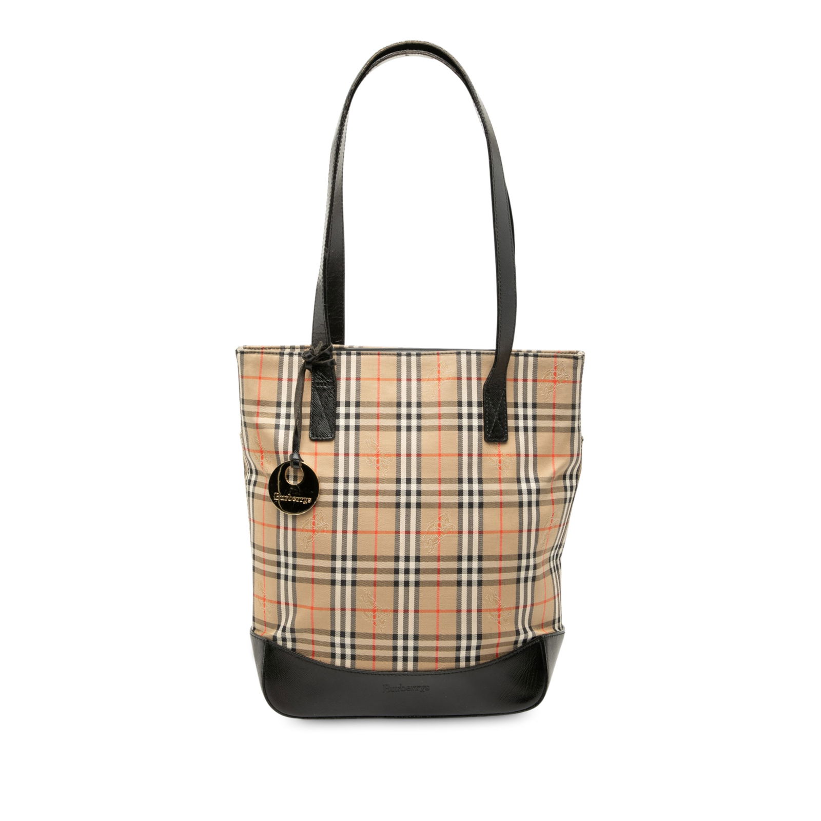 Burberry Haymarket Check Canvas Tote Bag with Leather Trim: Burberry Haymarket Check Canvas Tote Bag with Leather Trim The Burberry Haymarket Check Canvas Tote is a stylish and functional accessory crafted from a haymarket check canvas with a durable leather b