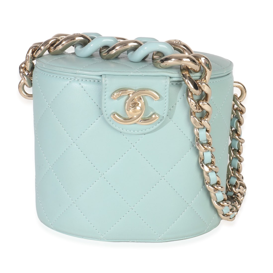 Chanel Elegant Vanity Case Blue Quilted Lambskin Shoulder Bag with Authenticity Card (1 of 10)