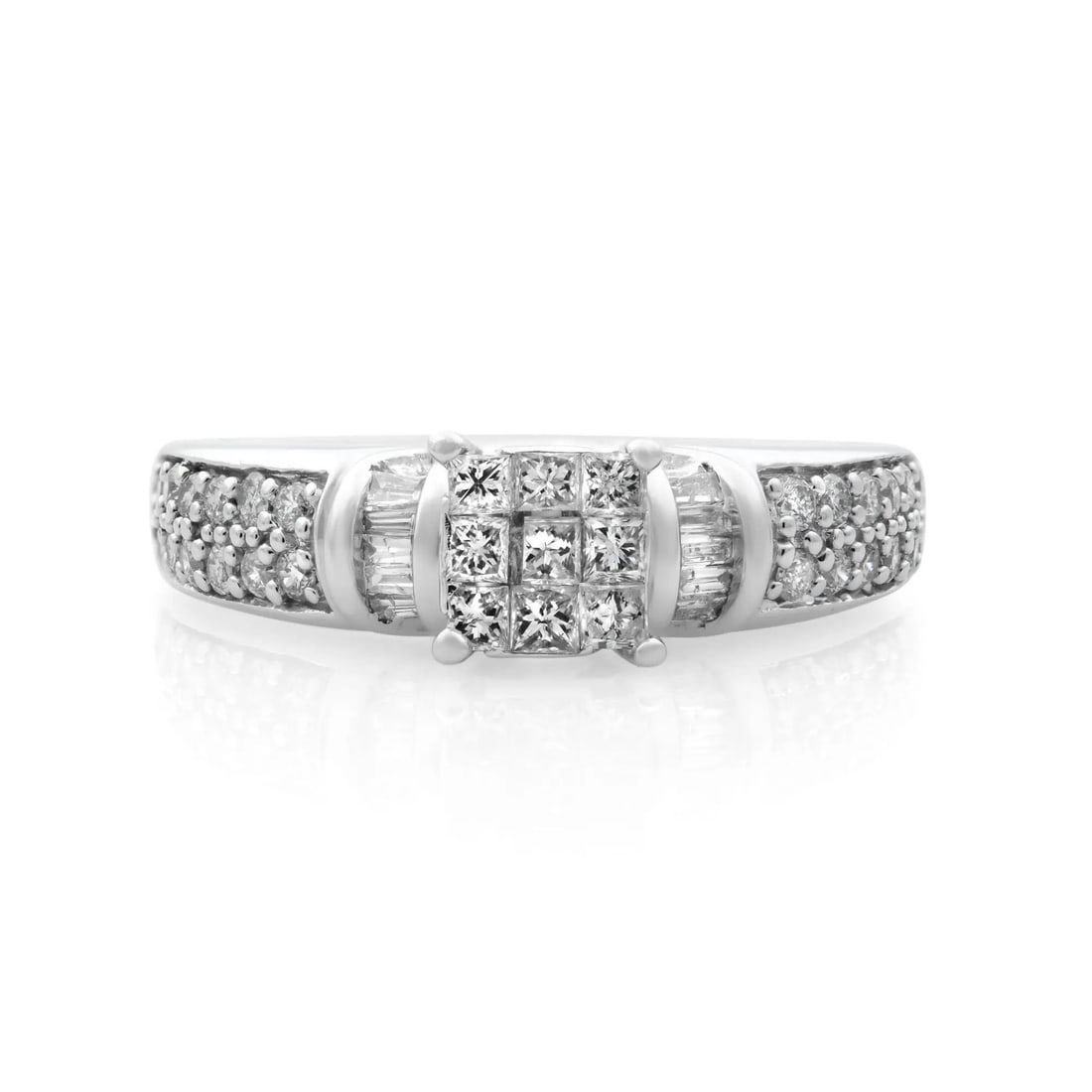 Rachel Koen 14K White Gold Diamond Engagement Ring 0.55ct SI1 Size 6 (1 of 7)