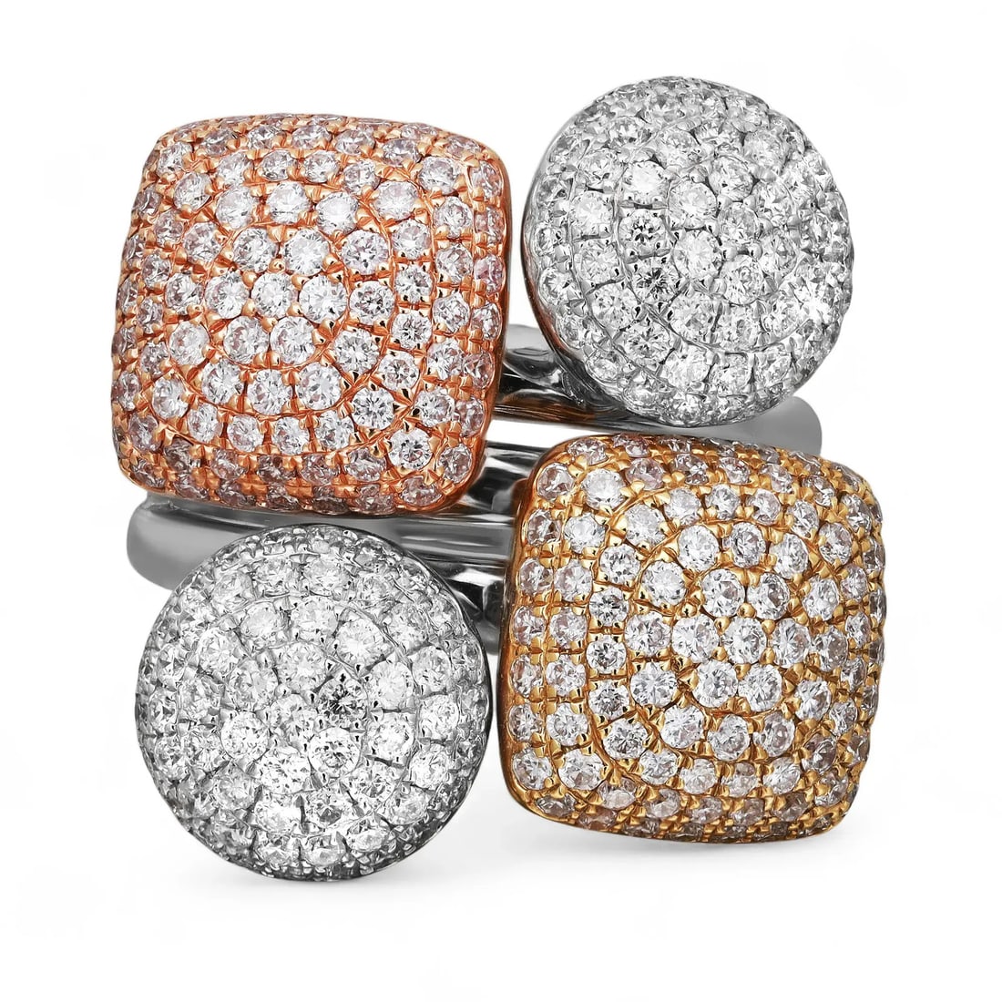 Rachel Koen Multi-Tone Gold Pave Diamond Cocktail Ring 2.45Cttw Size 6 (1 of 5)