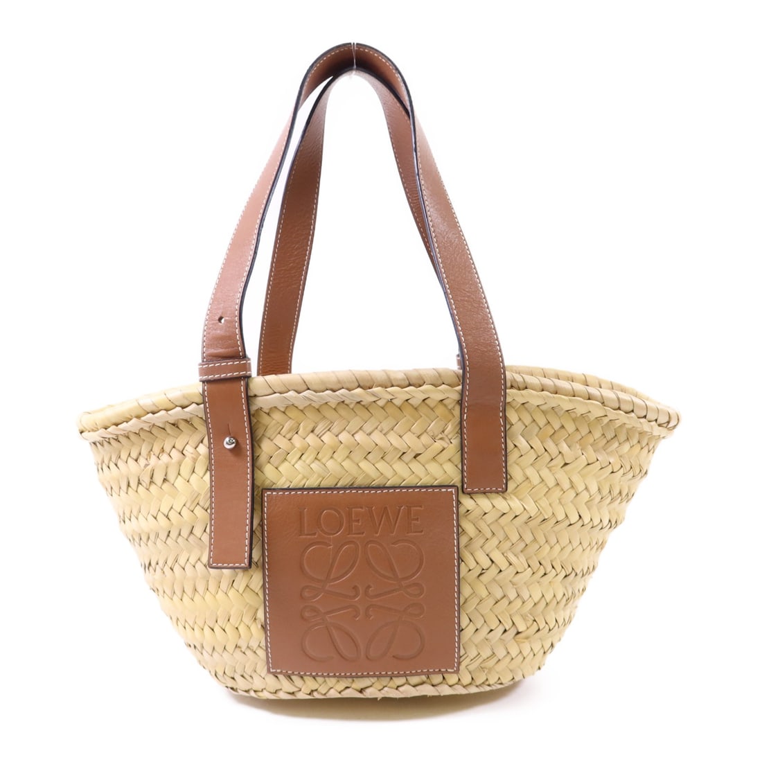 Small Raffia and Calfskin Brown Shoulder Bag by Loewe (1 of 18)