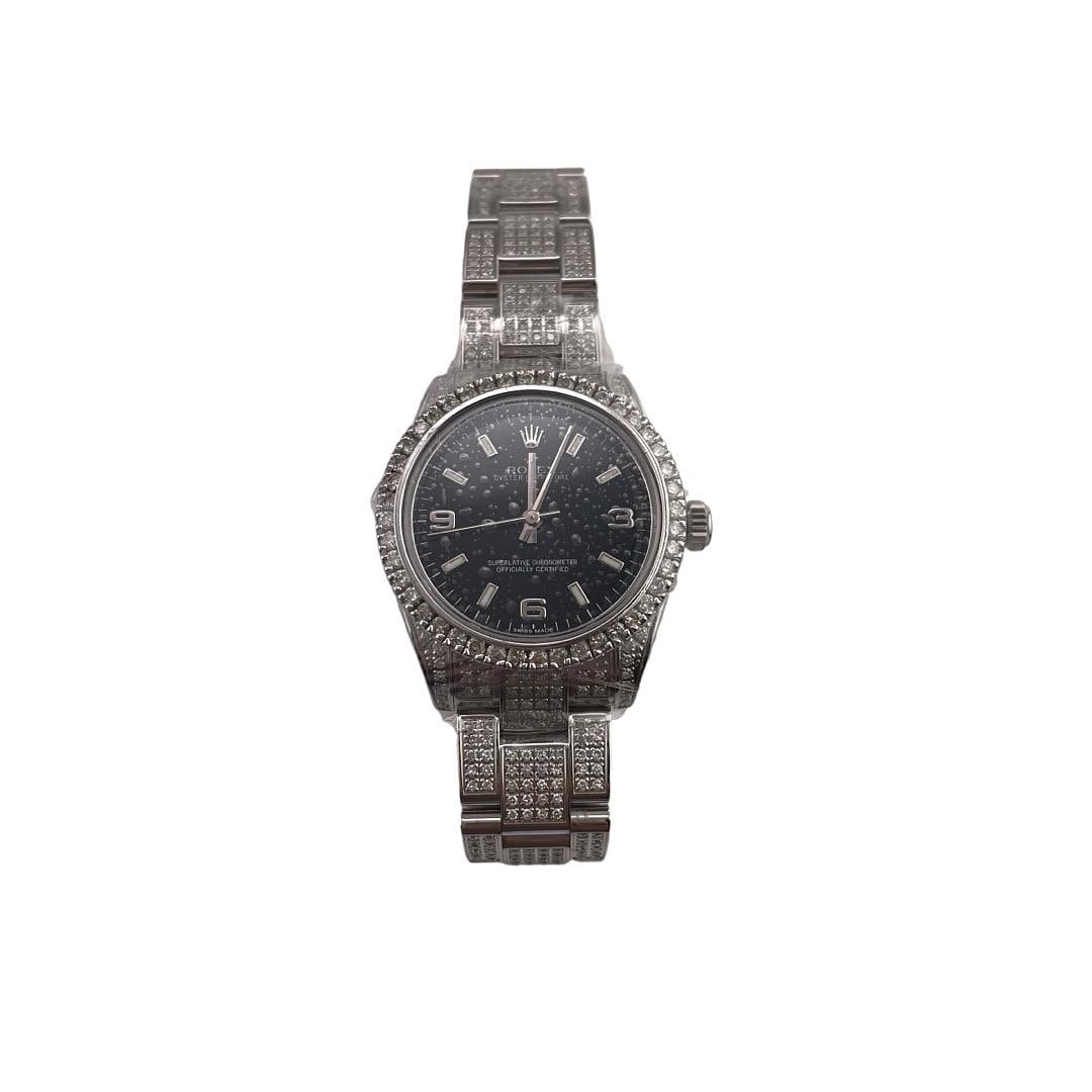 Rolex 177200 Ladies Oyster Perpetual Diamond Bezel Black Dial Watch (1 of 3)