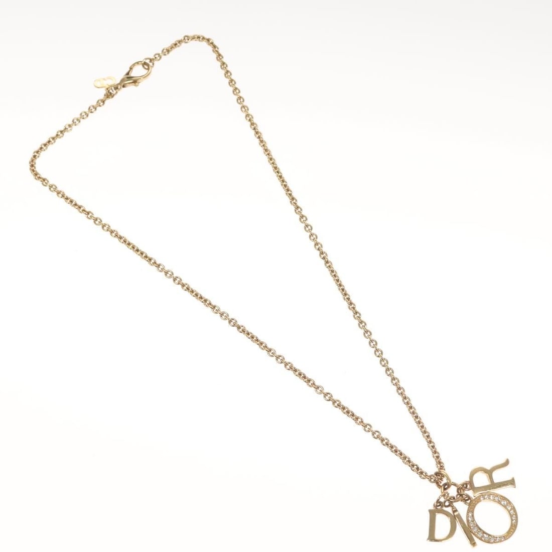Christian Dior gold tone logo pendant necklace (1 of 2)