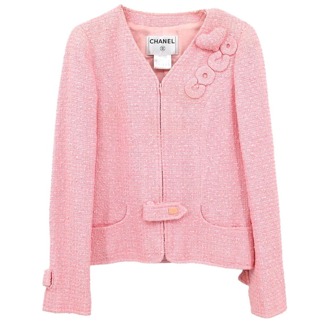 Chanel Pink Collarless Zip Up Jacket 04C #40 Vintage (1 of 11)