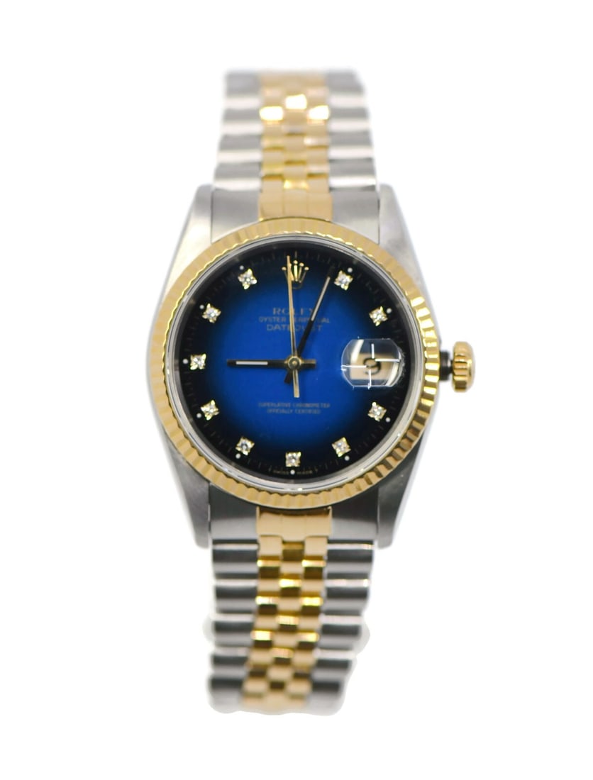 Rolex Datejust 16233 Blue Diamond Dial 18K Steel Watch with Box and Papers (1 of 6)