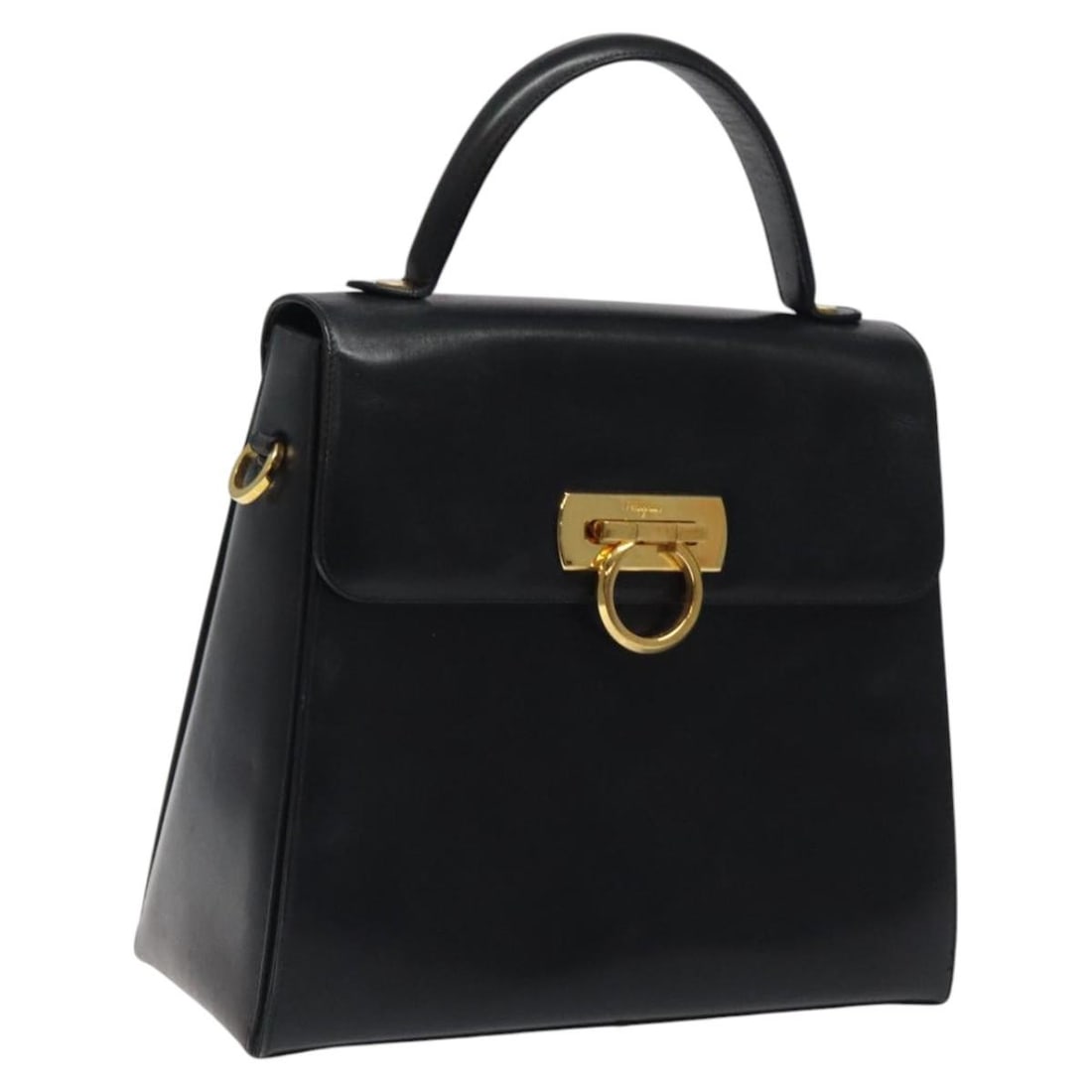 Gancini Black Leather Handbag by Salvatore Ferragamo (1 of 1)