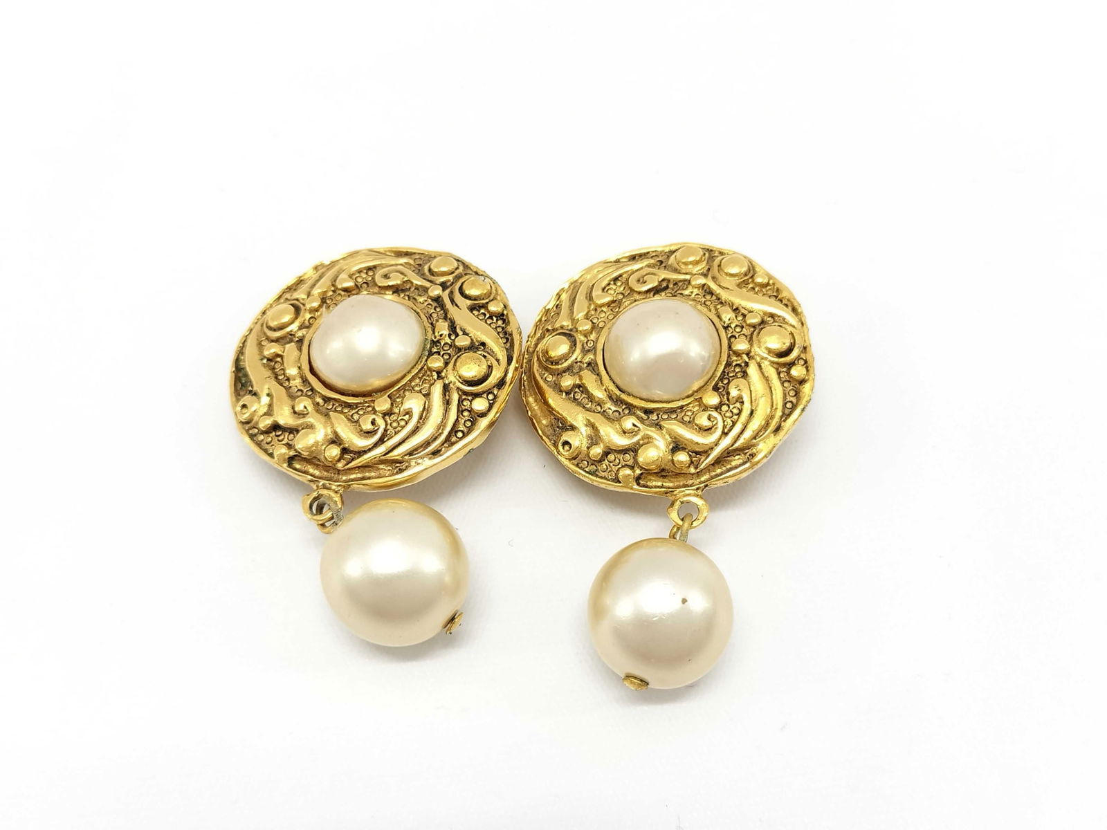 Clip-On Circular CC Button Earrings by Chanel Vintage (1 of 2)